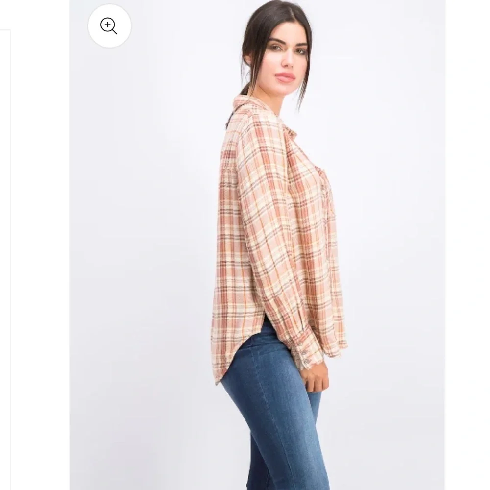 Free People Joplin Plaid Button Down Shirt 💕